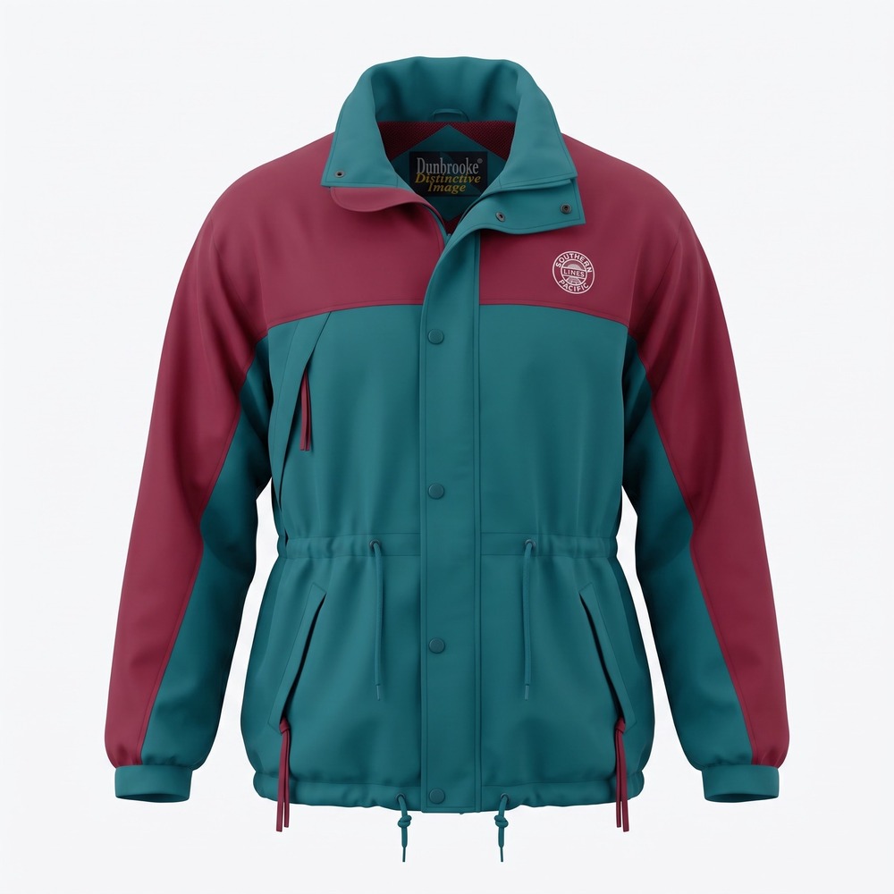Dunbrooke Windbreaker Men XL Teal Burgundy Excellent Southern Pacific Colorblock